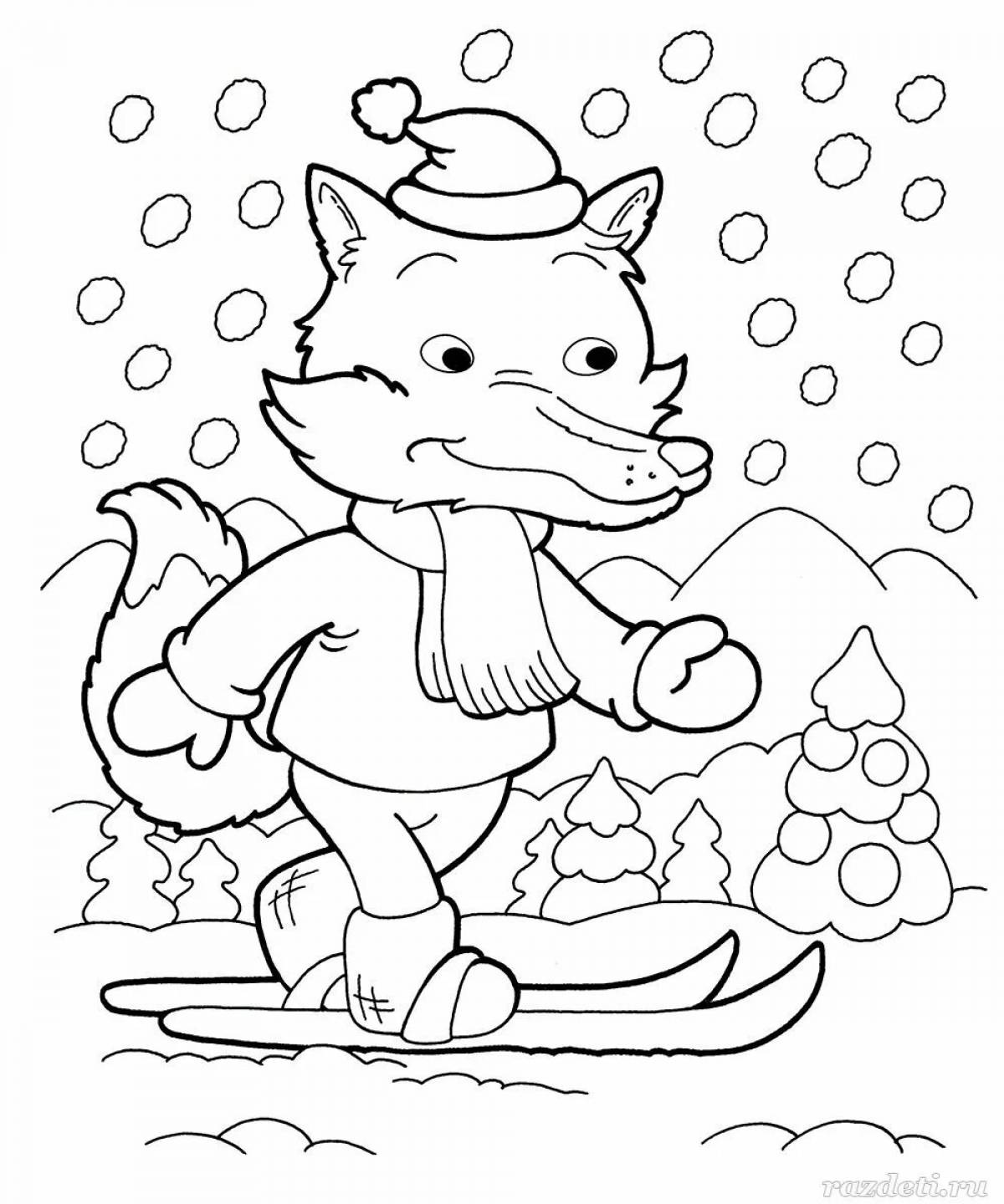 Coloring perfect christmas fox