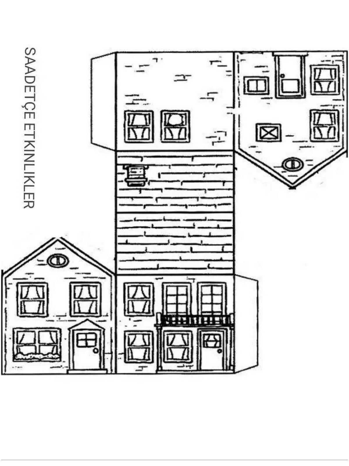 Coloring book magical 3D house