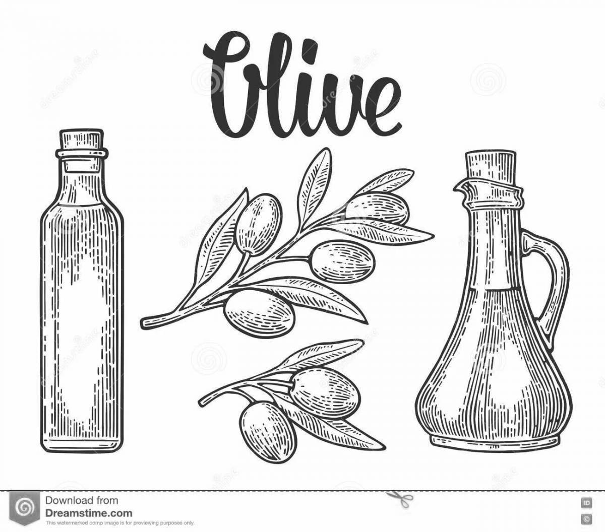 Intriguing olive oil coloring book