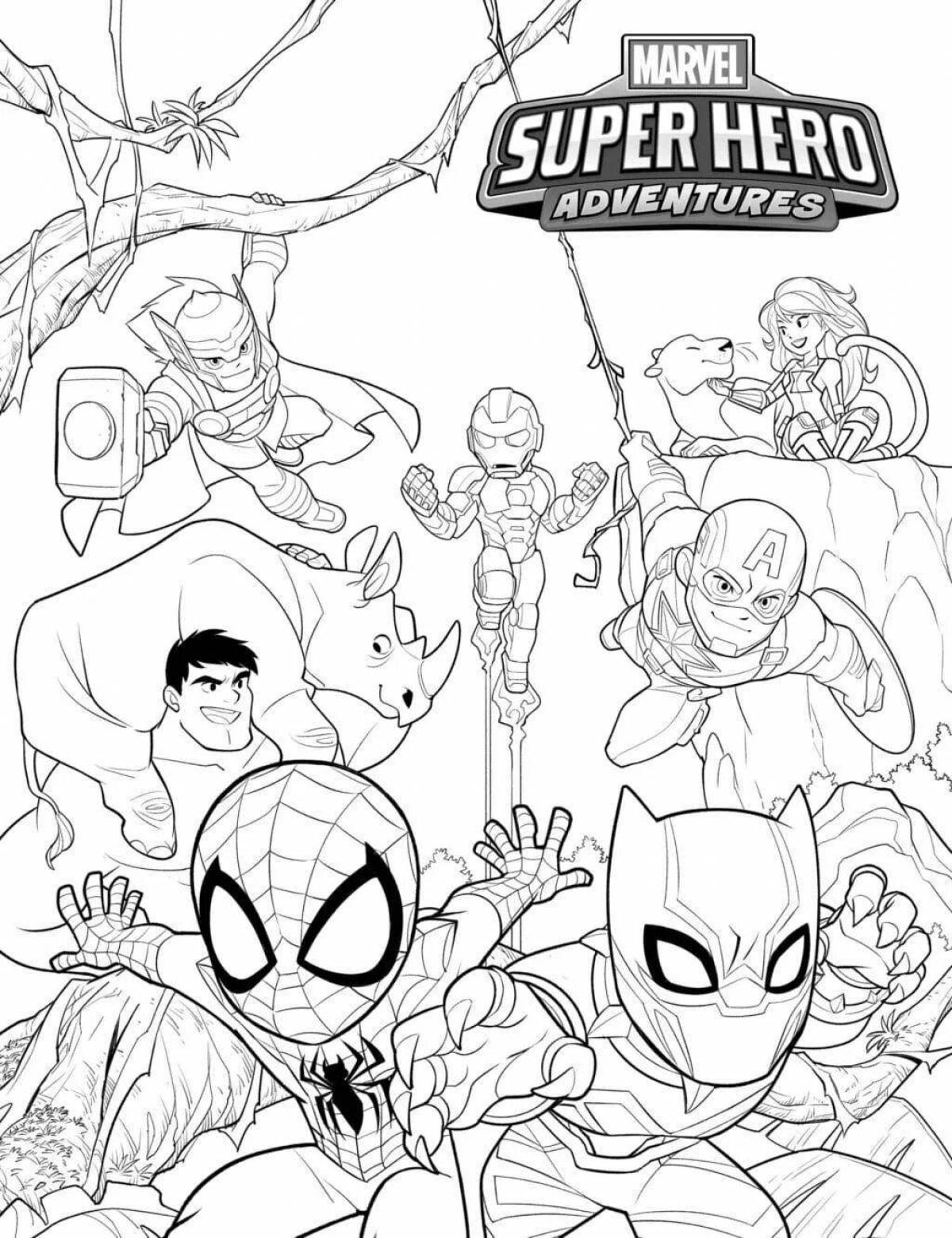 Exciting coloring mini superheroes