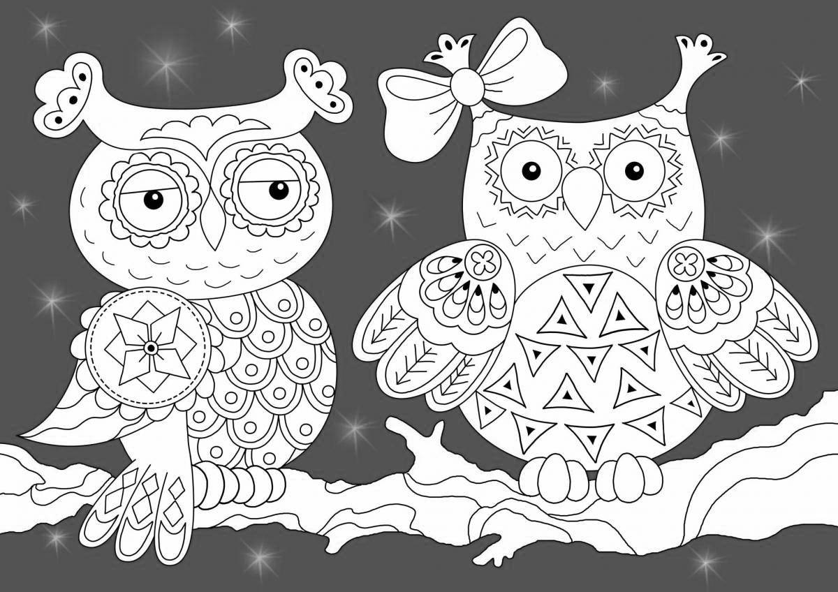 Gorgeous Christmas owl coloring book