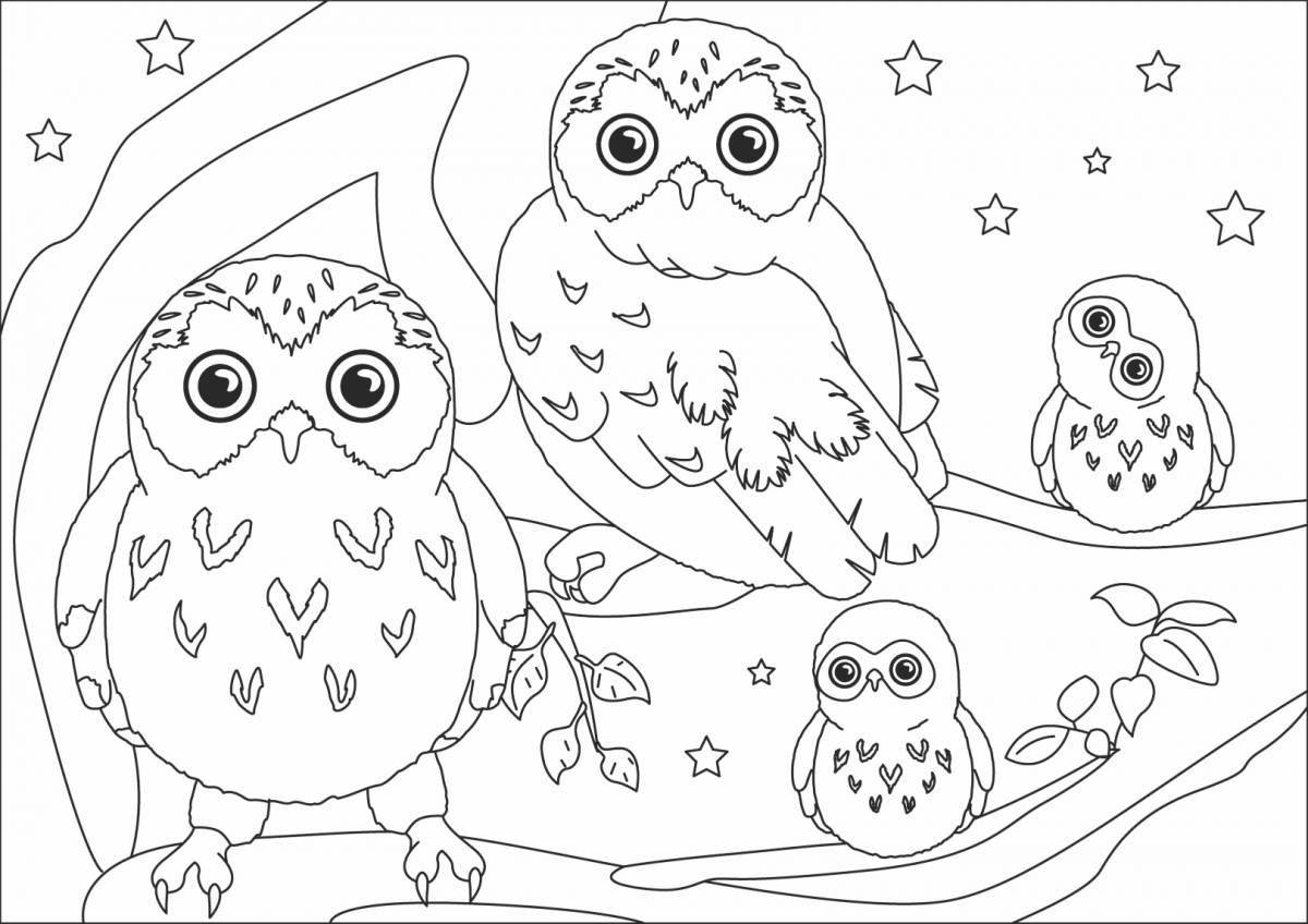 Adorable Christmas owl coloring page