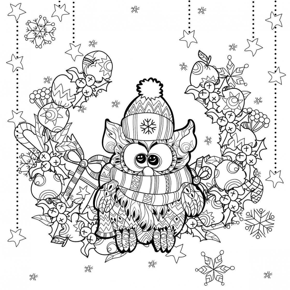 Blessed Christmas owl coloring page