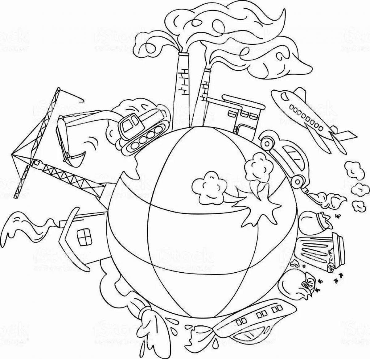 Exciting environmental poster coloring page