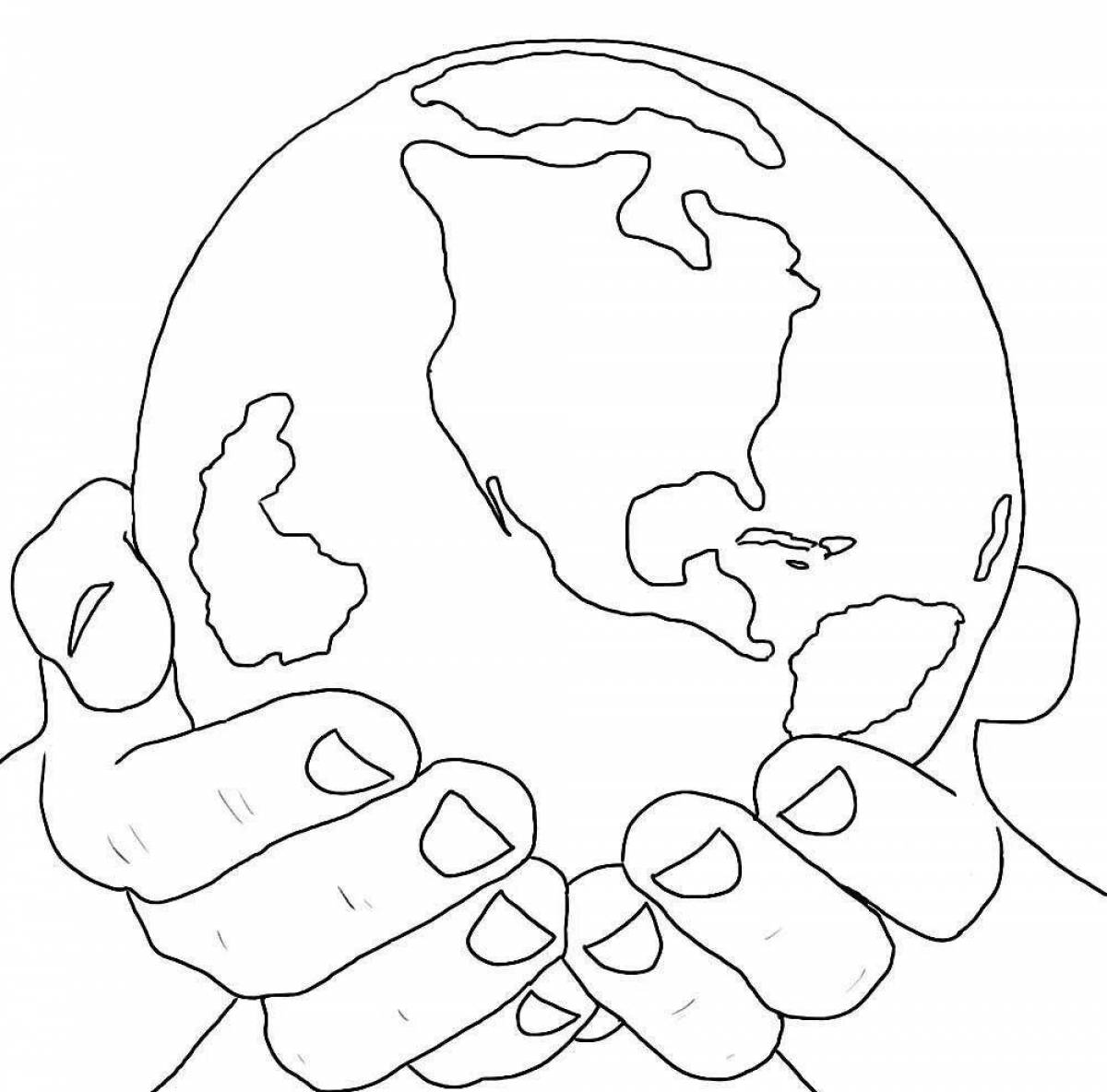 Coloring page with dynamic environmental poster