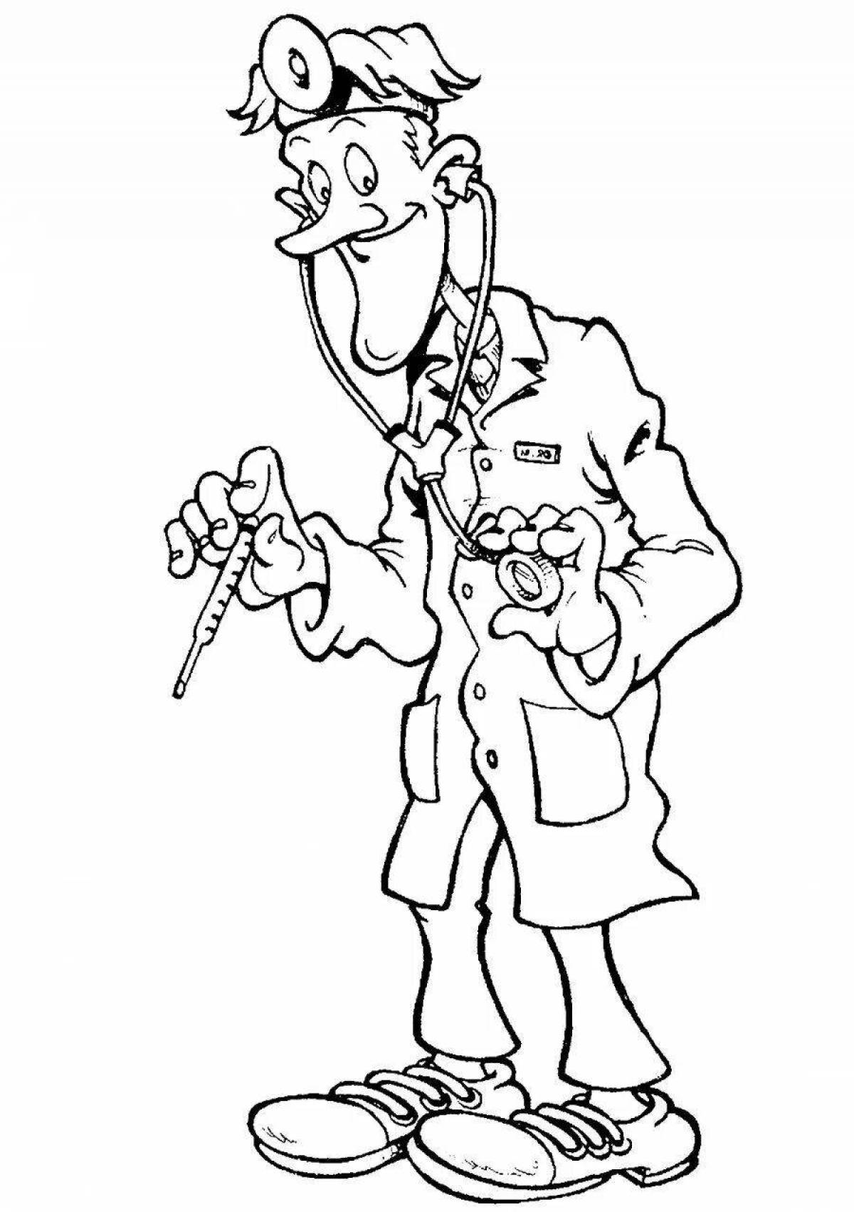 Coloring page happy doctor