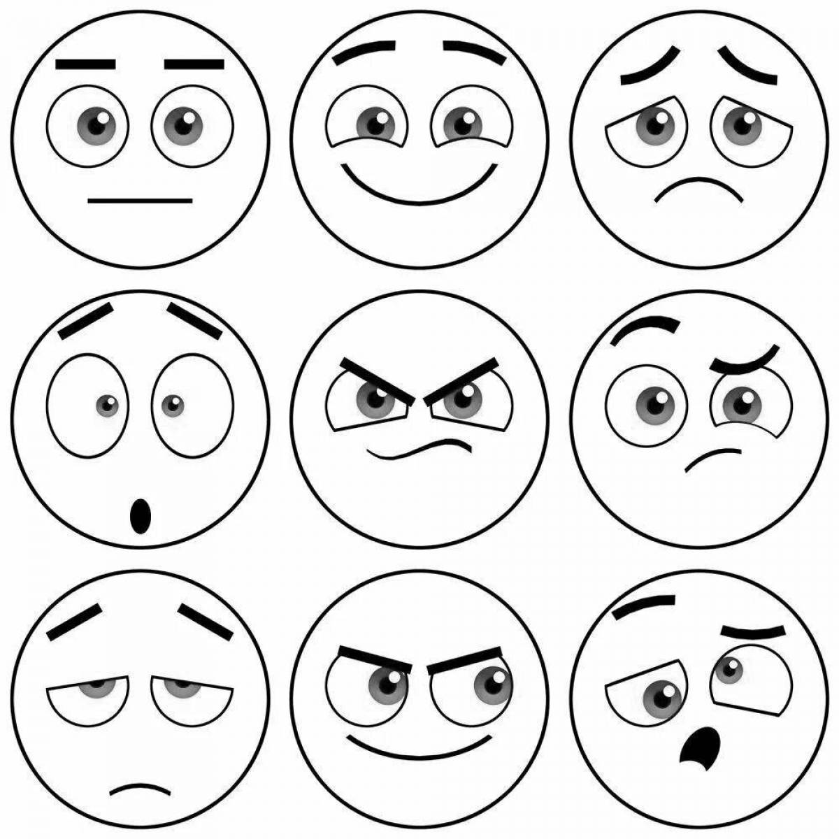 Coloring pages emoticons emotions winking