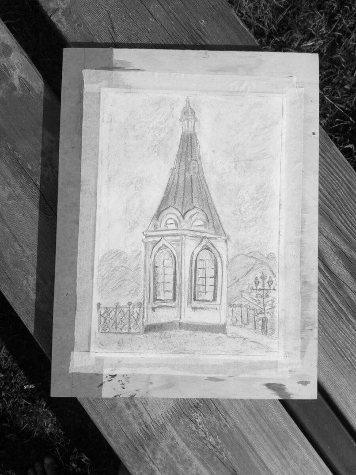 Coloring page charming chapel Krasnoyarsk