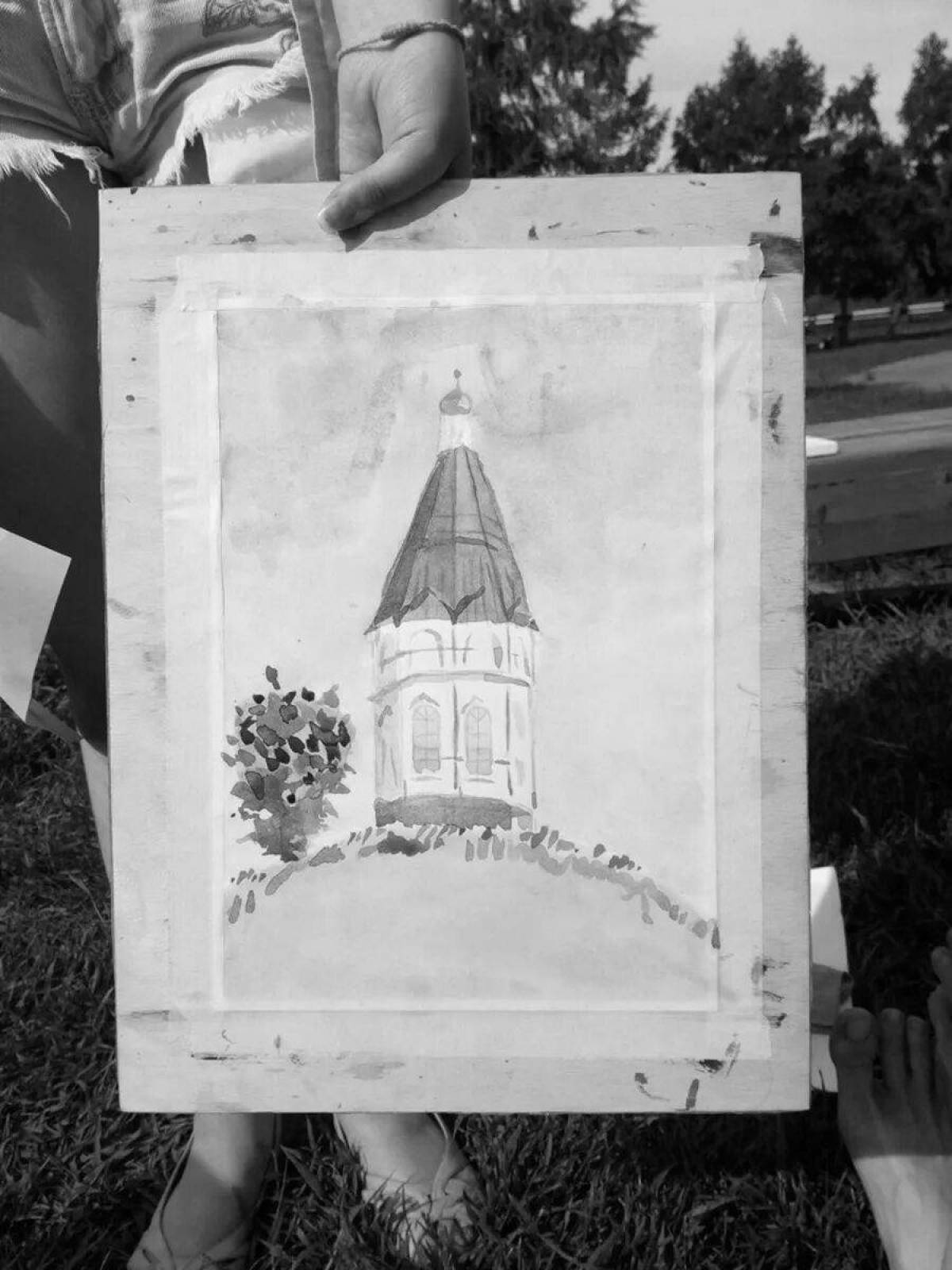 Coloring page amazing chapel Krasnoyarsk