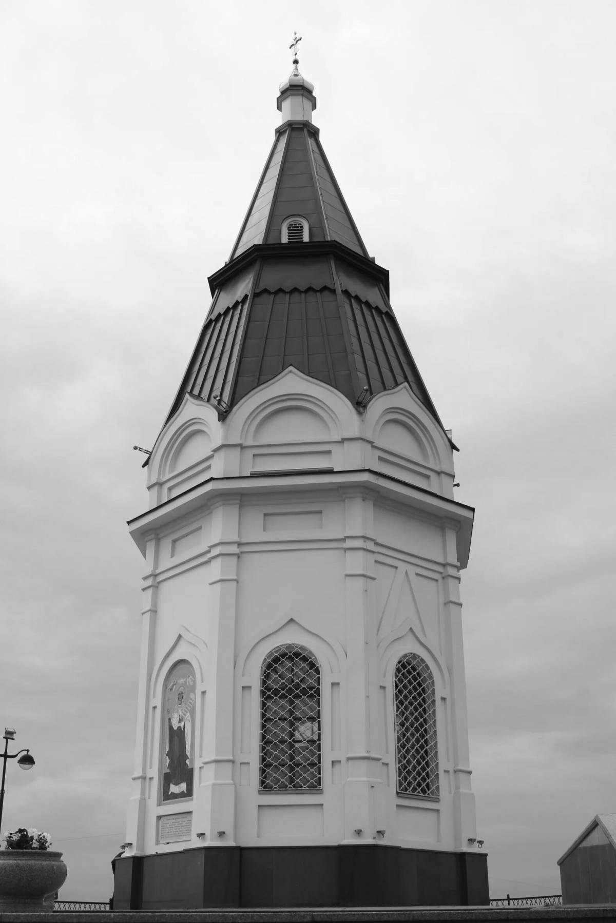Coloring page spectacular chapel Krasnoyarsk
