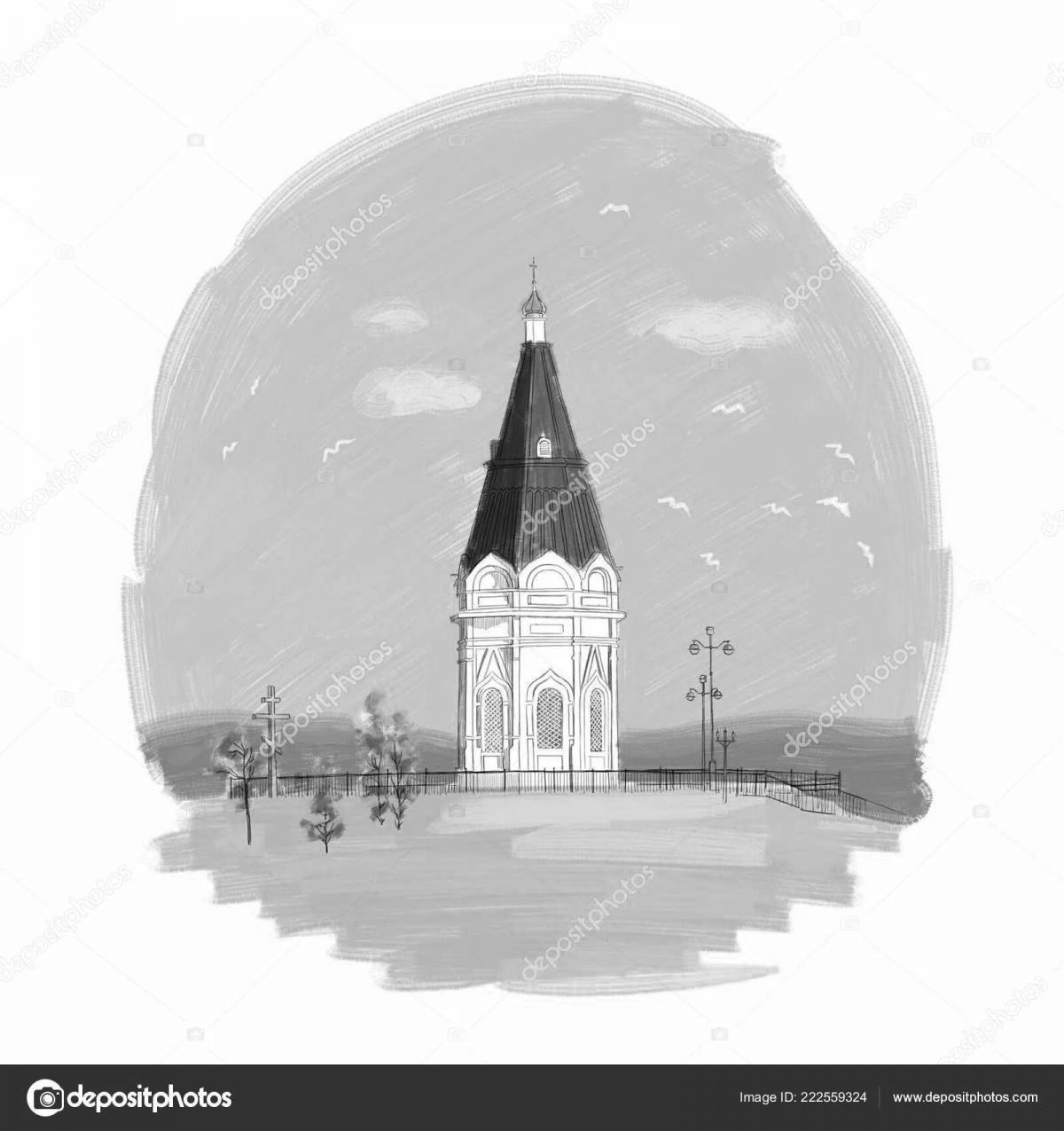 Coloring page shimmering chapel krasnoyarsk