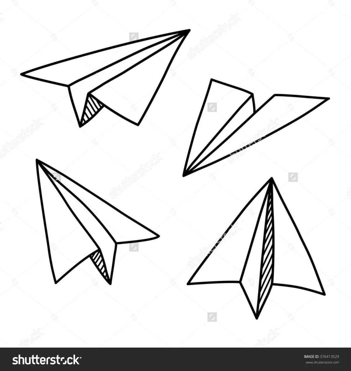 Playful paper airplane coloring page