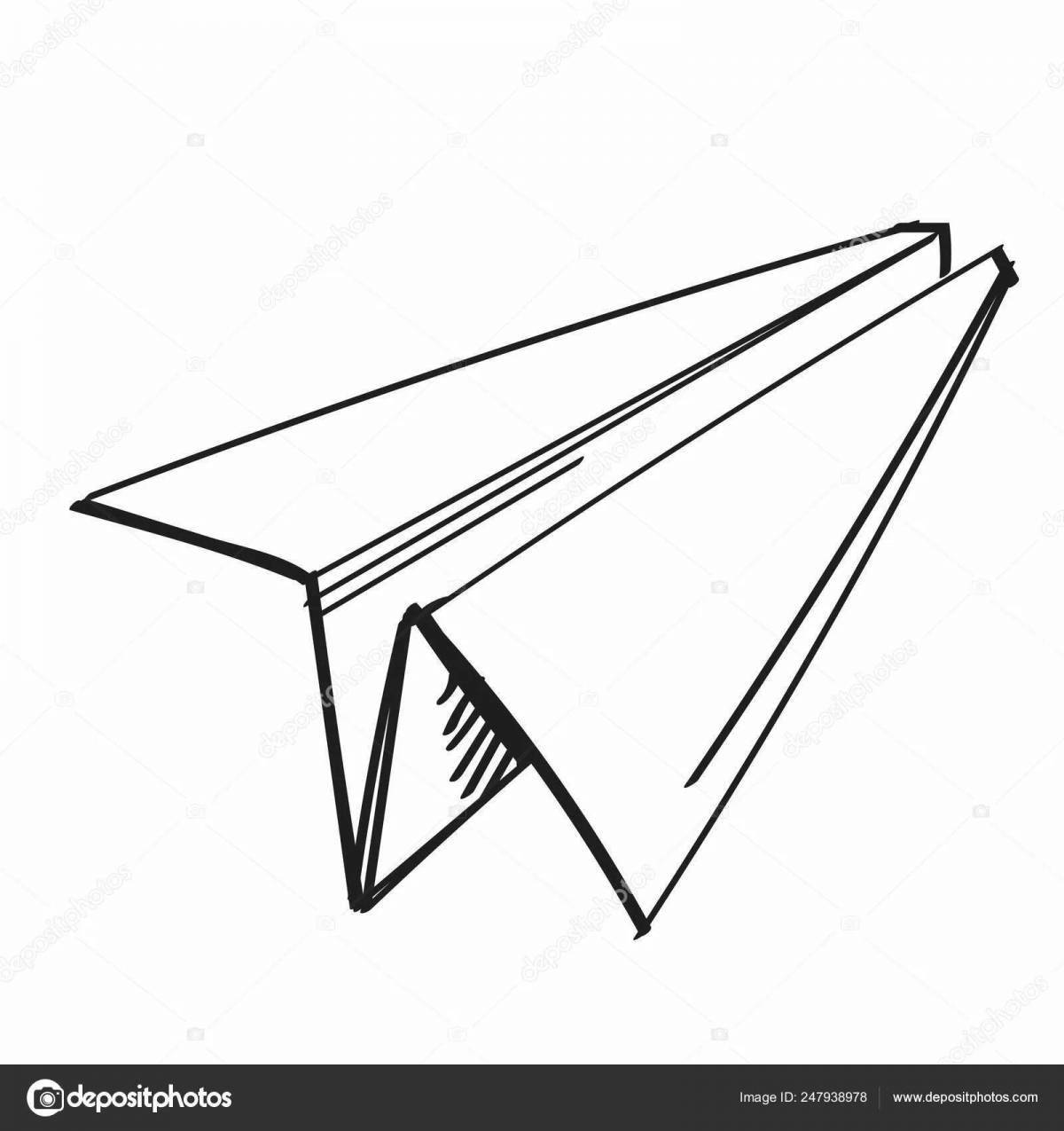 Раскраска бумажный самолетик