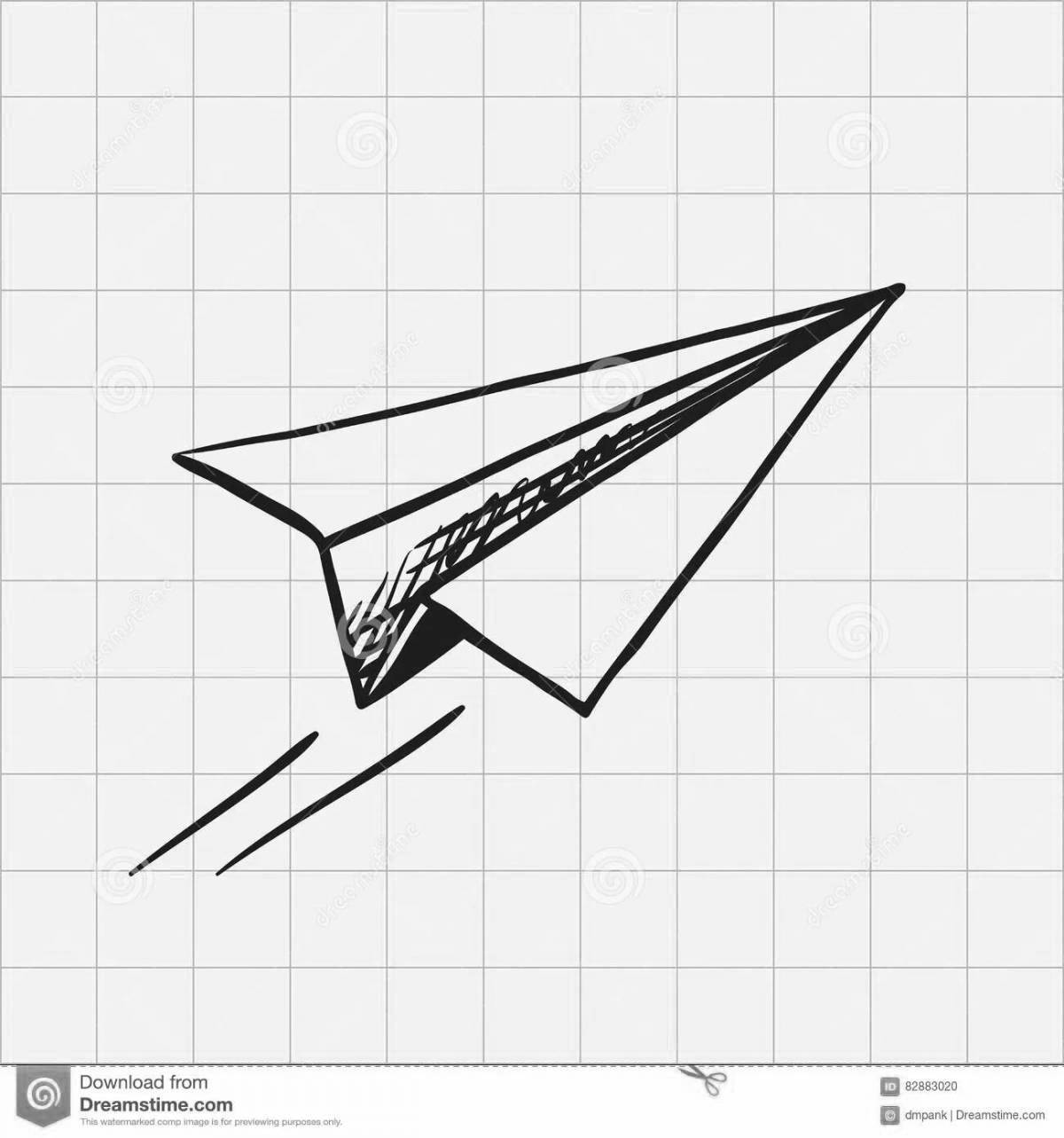 Coloring paper airplane with color splashes