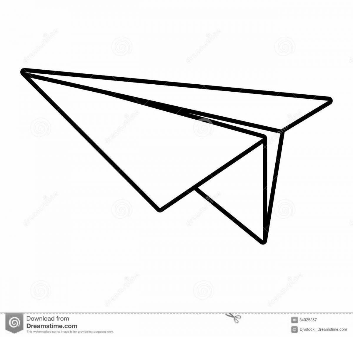 Paper airplane coloring page with rich color