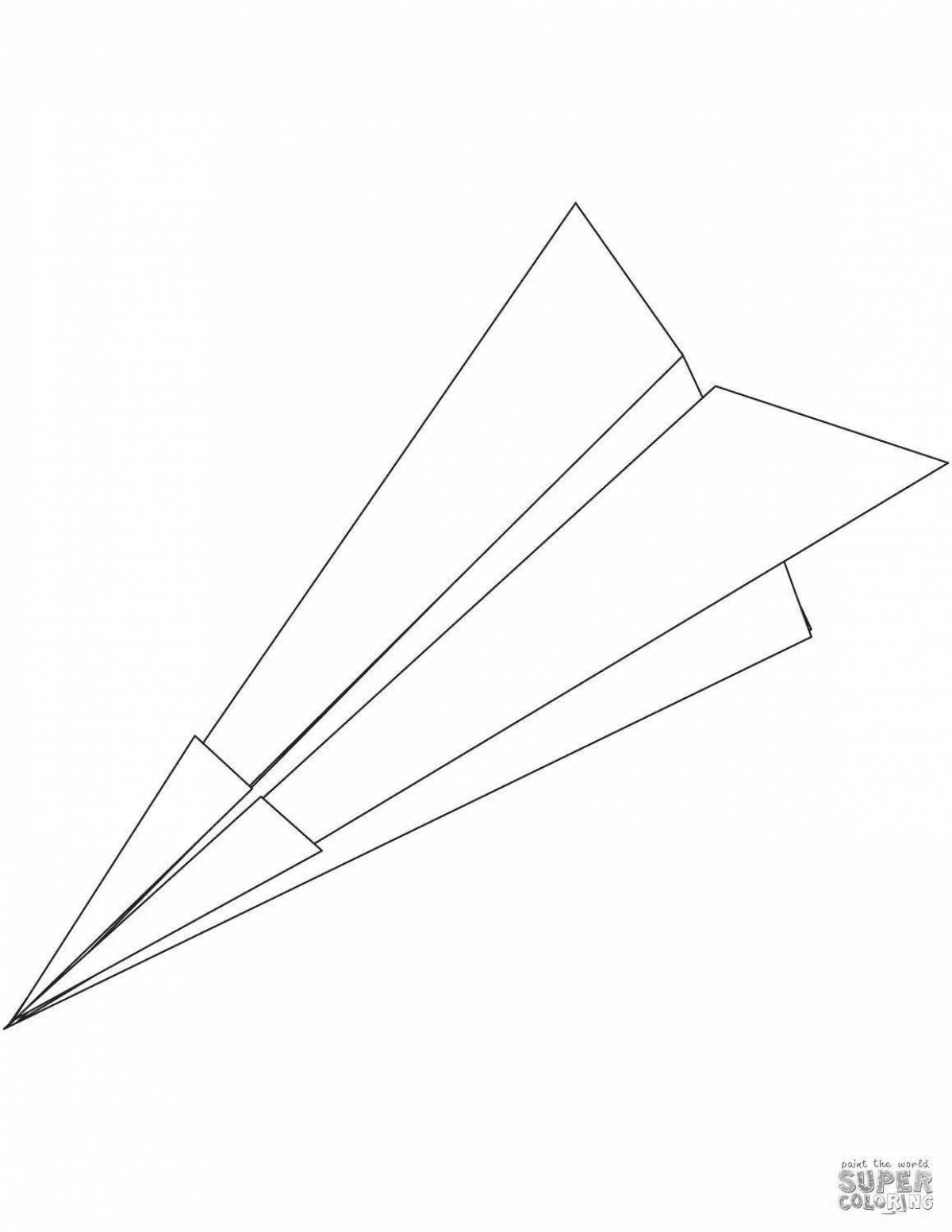 Colorful bright paper airplane coloring page