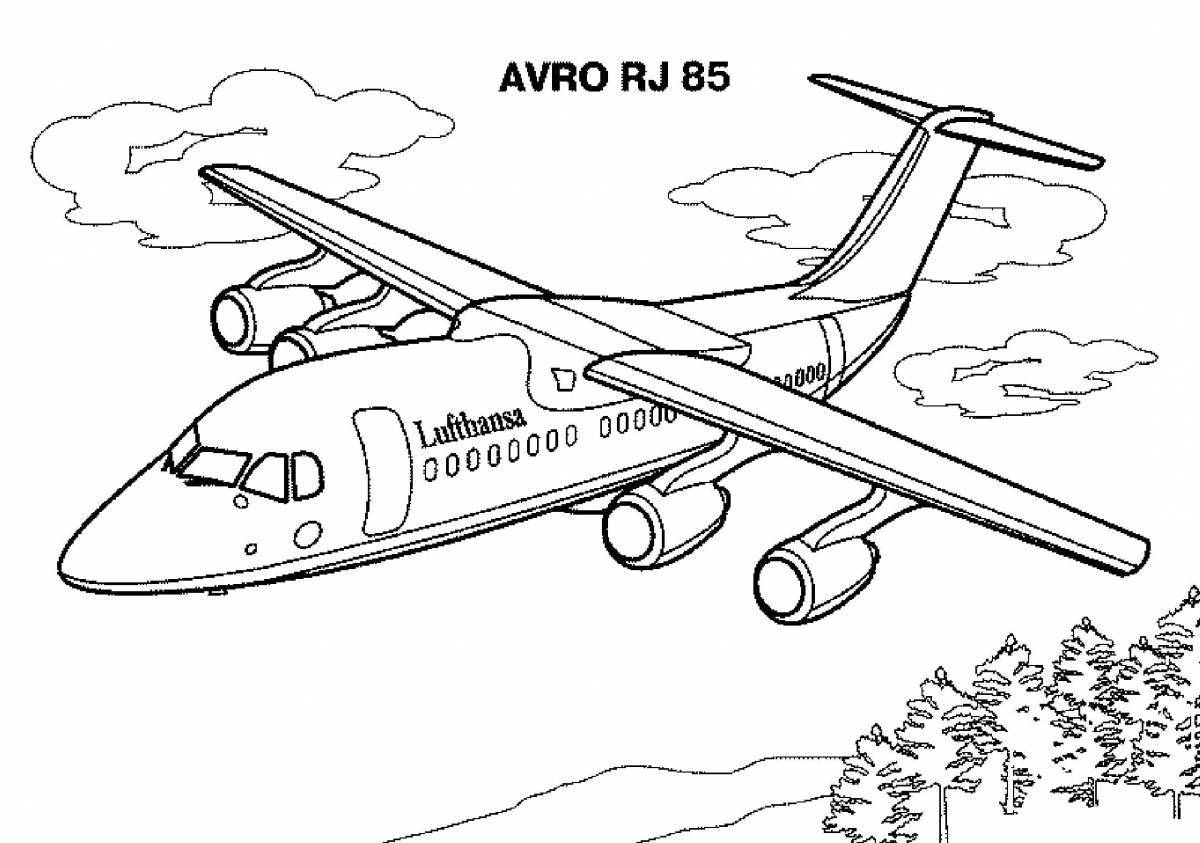 Impressive double-decker plane coloring page