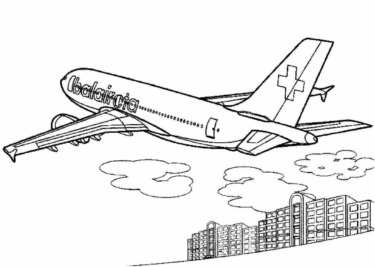 Coloring page elegant double-decker plane