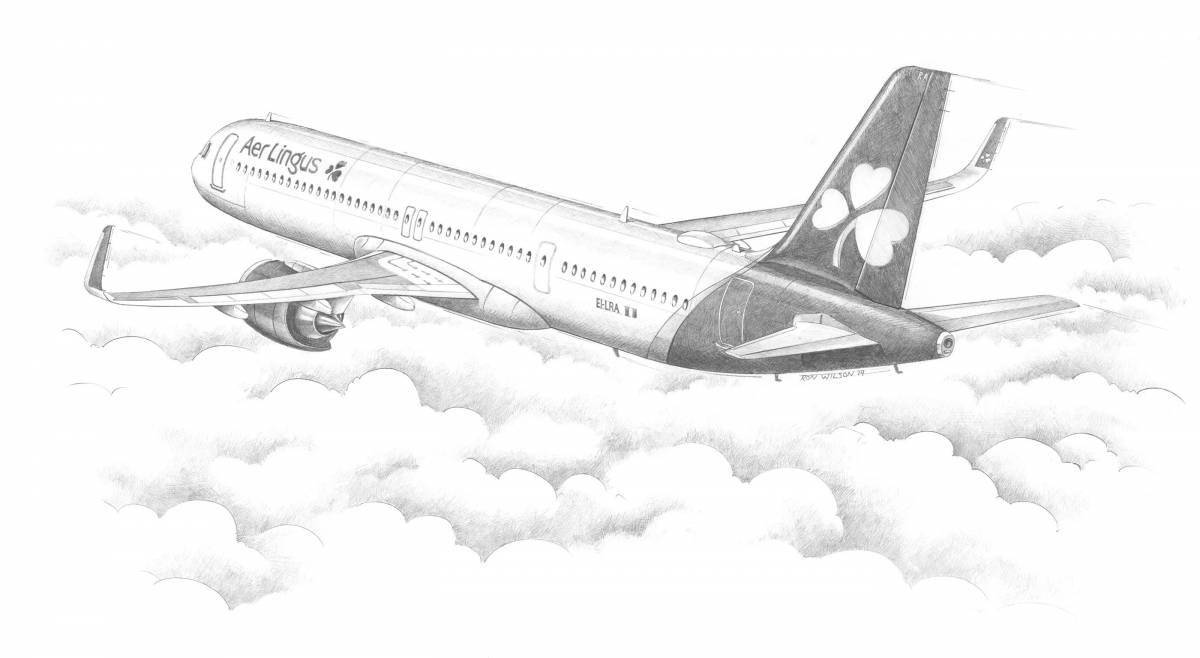 Adorable double-decker plane coloring page