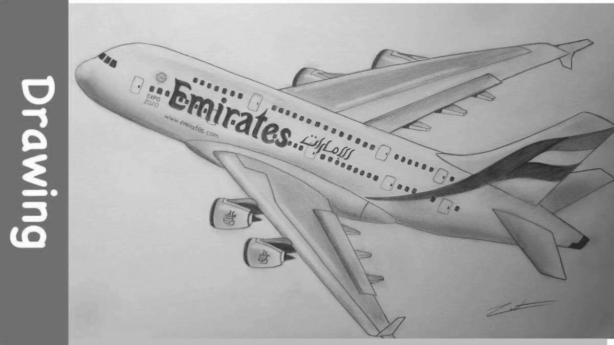 Coloring book unforgettable double-decker plane