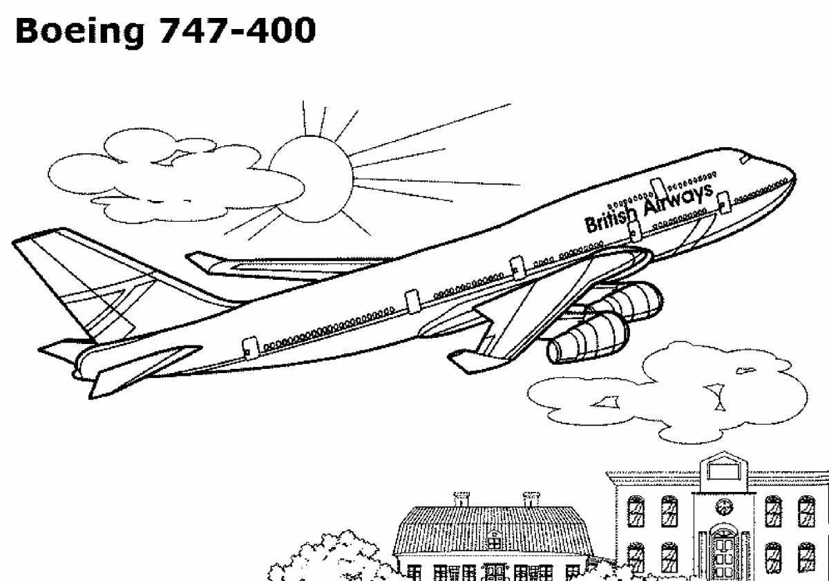 Coloring book famous double-decker plane