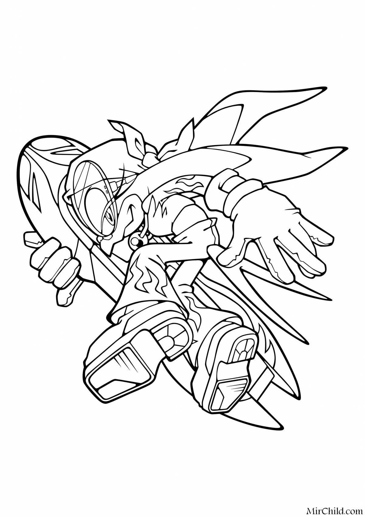 Adorable sonic shredder coloring page