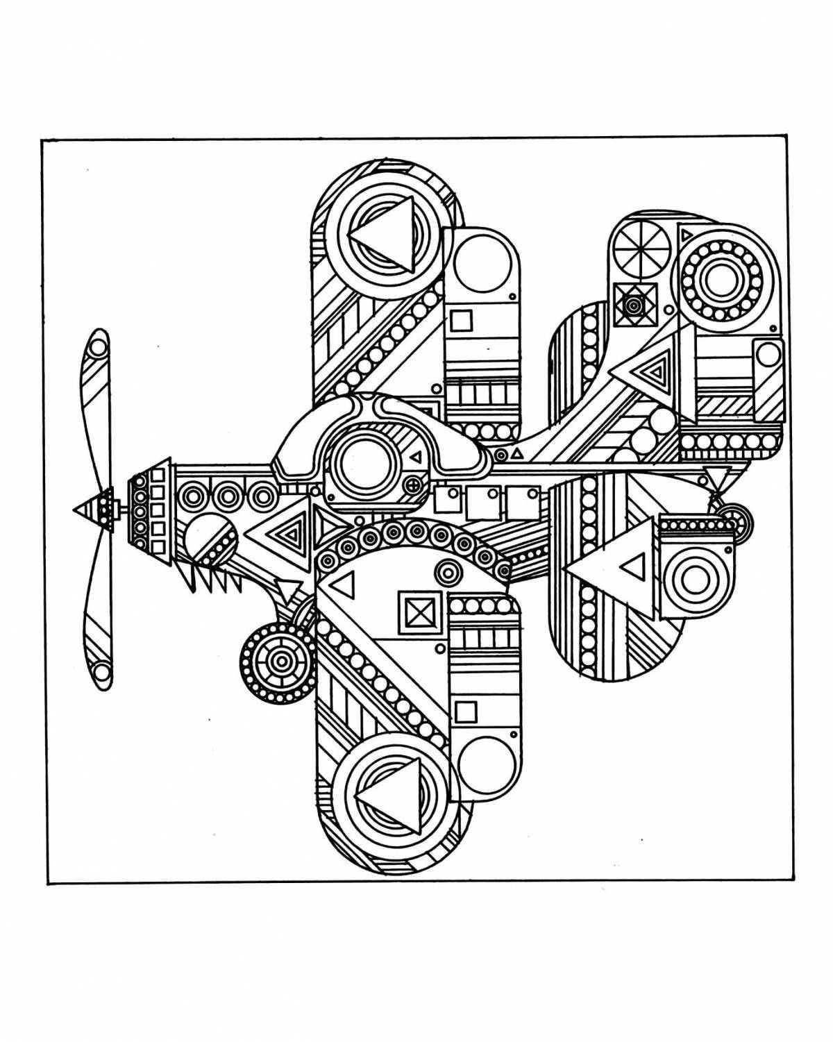 Coloring book glowing anti-stress plane