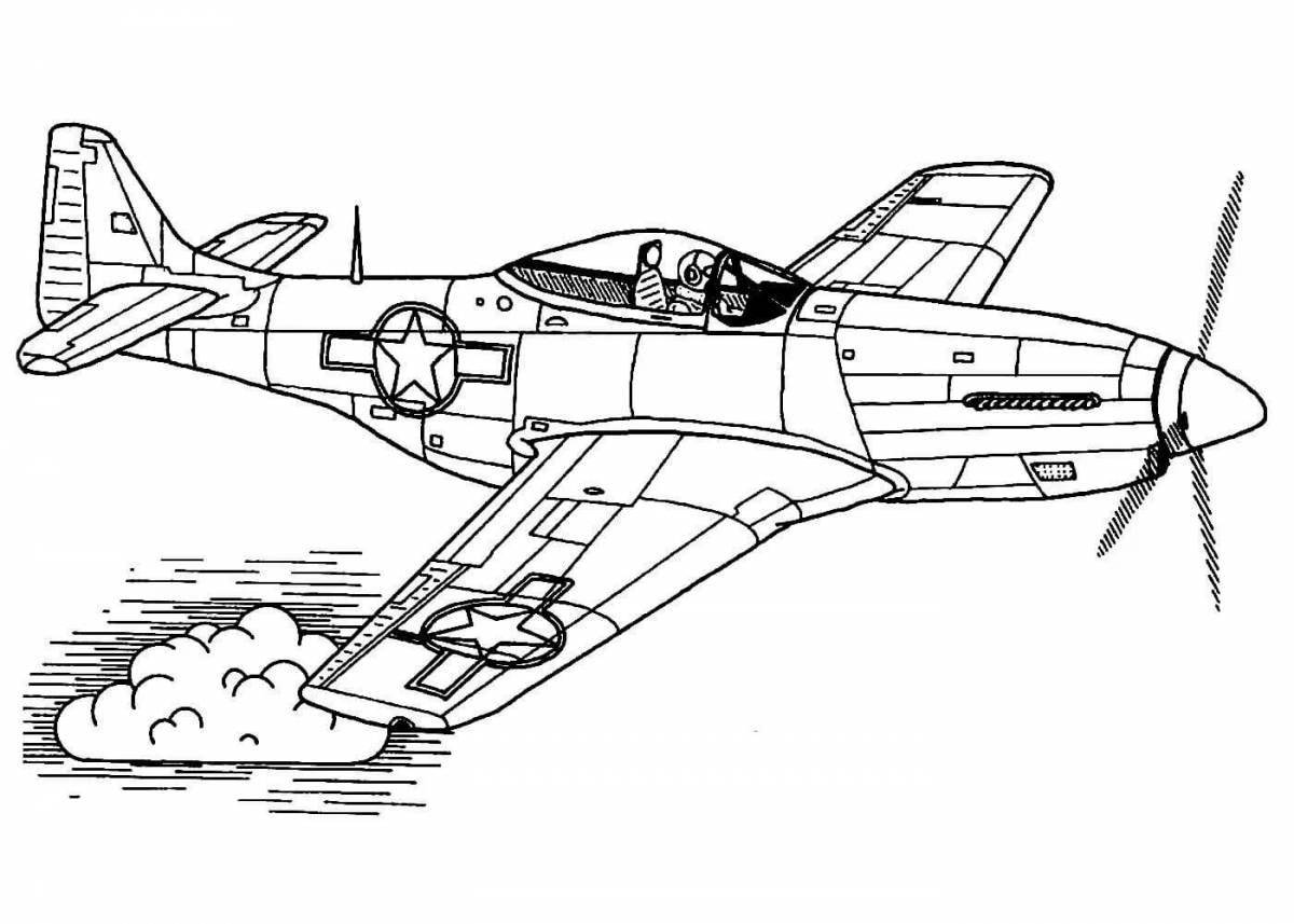 Invigorating anti-stress coloring book airplane