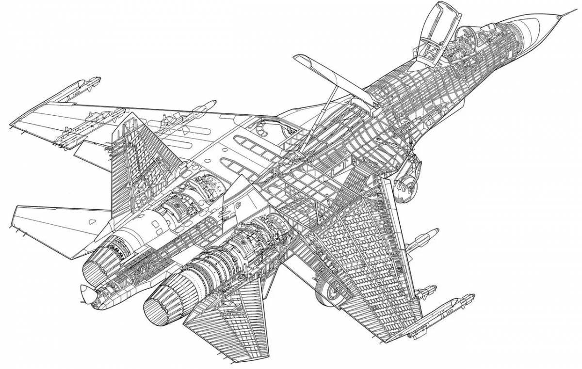 Coloring page blissful anti-stress plane