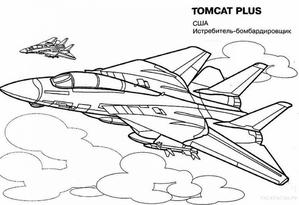 Coloring book comforting anti-stress plane