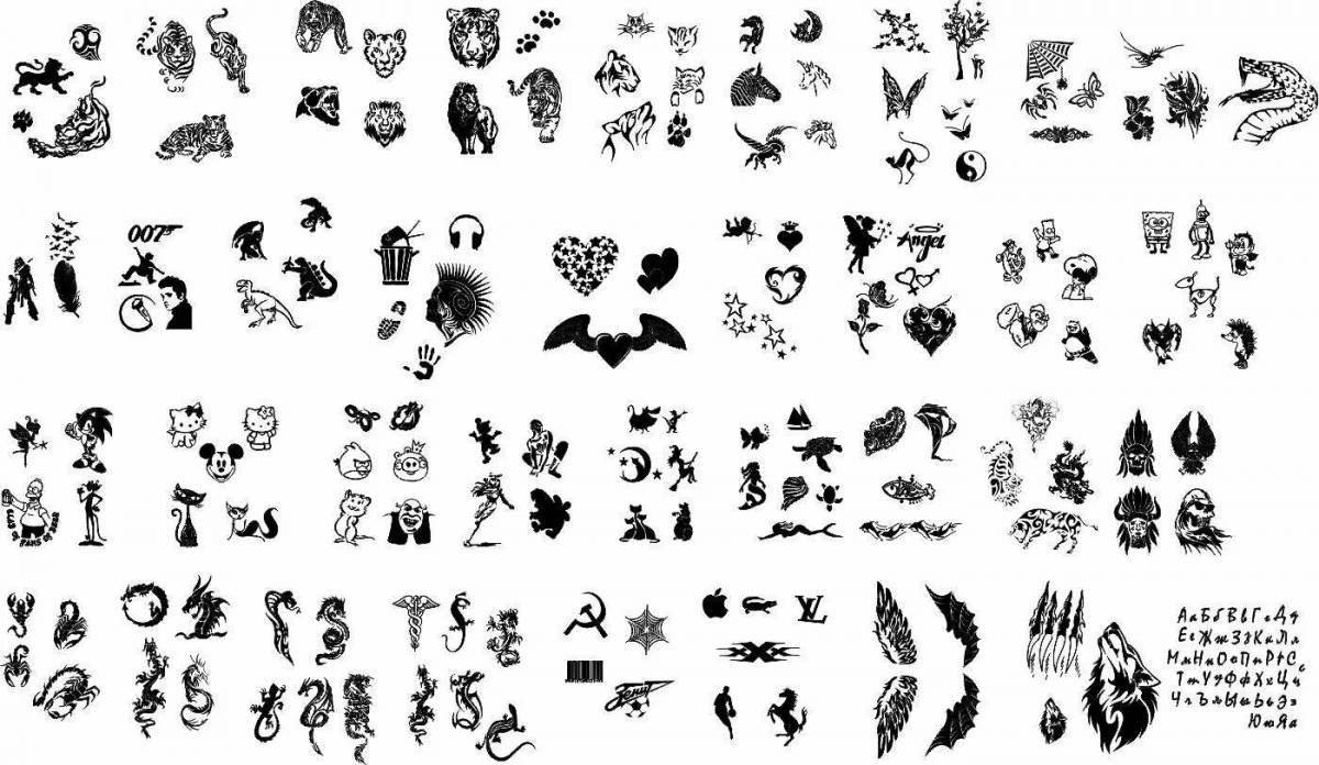 Elegant mini tattoo coloring book