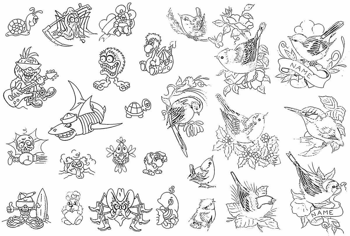 Mysterious mini tattoo coloring page