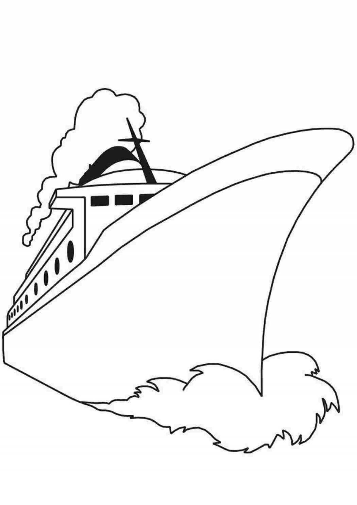 Корабль сбоку круизный черно белый пароход