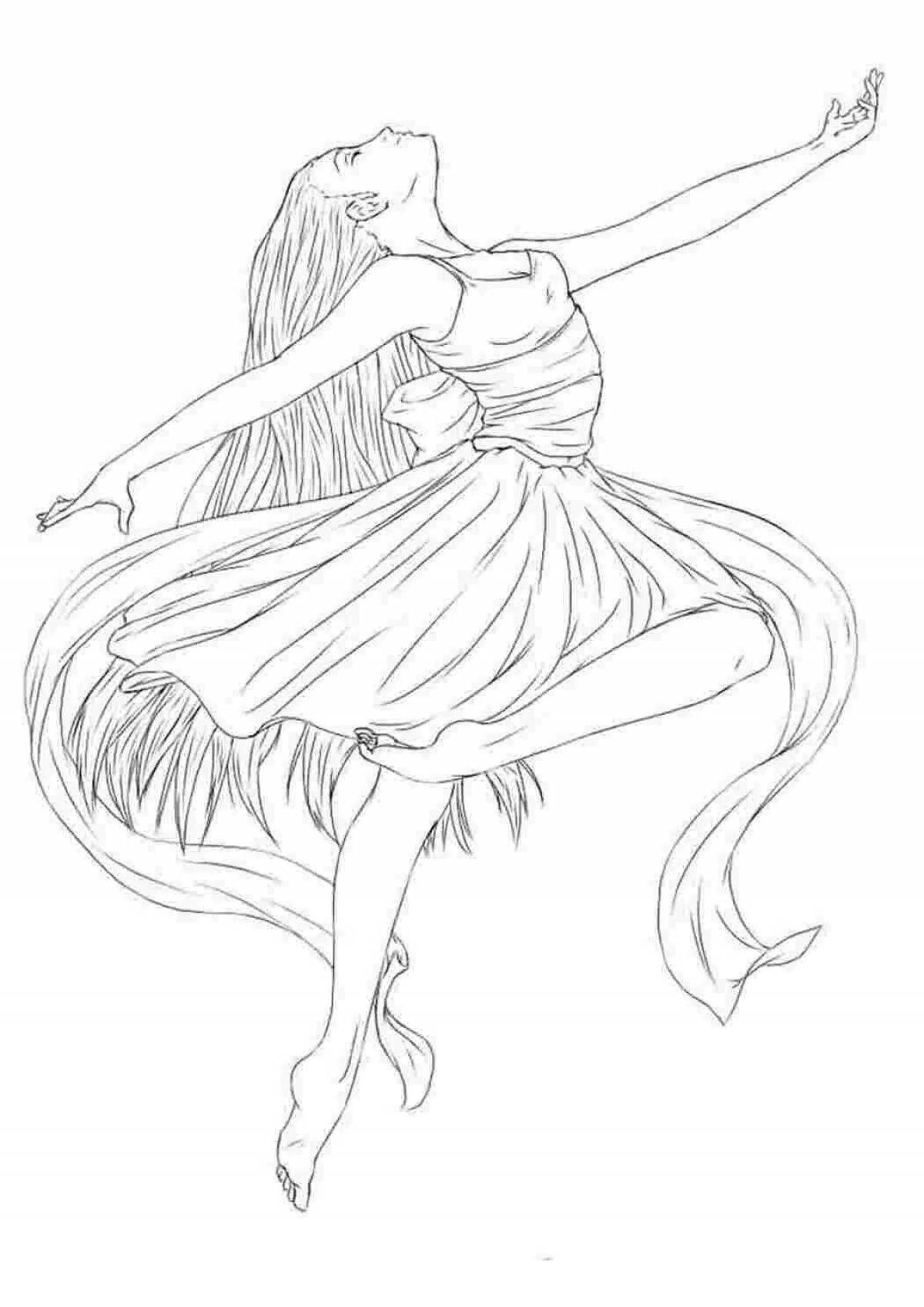 Energetic coloring antistress ballerina