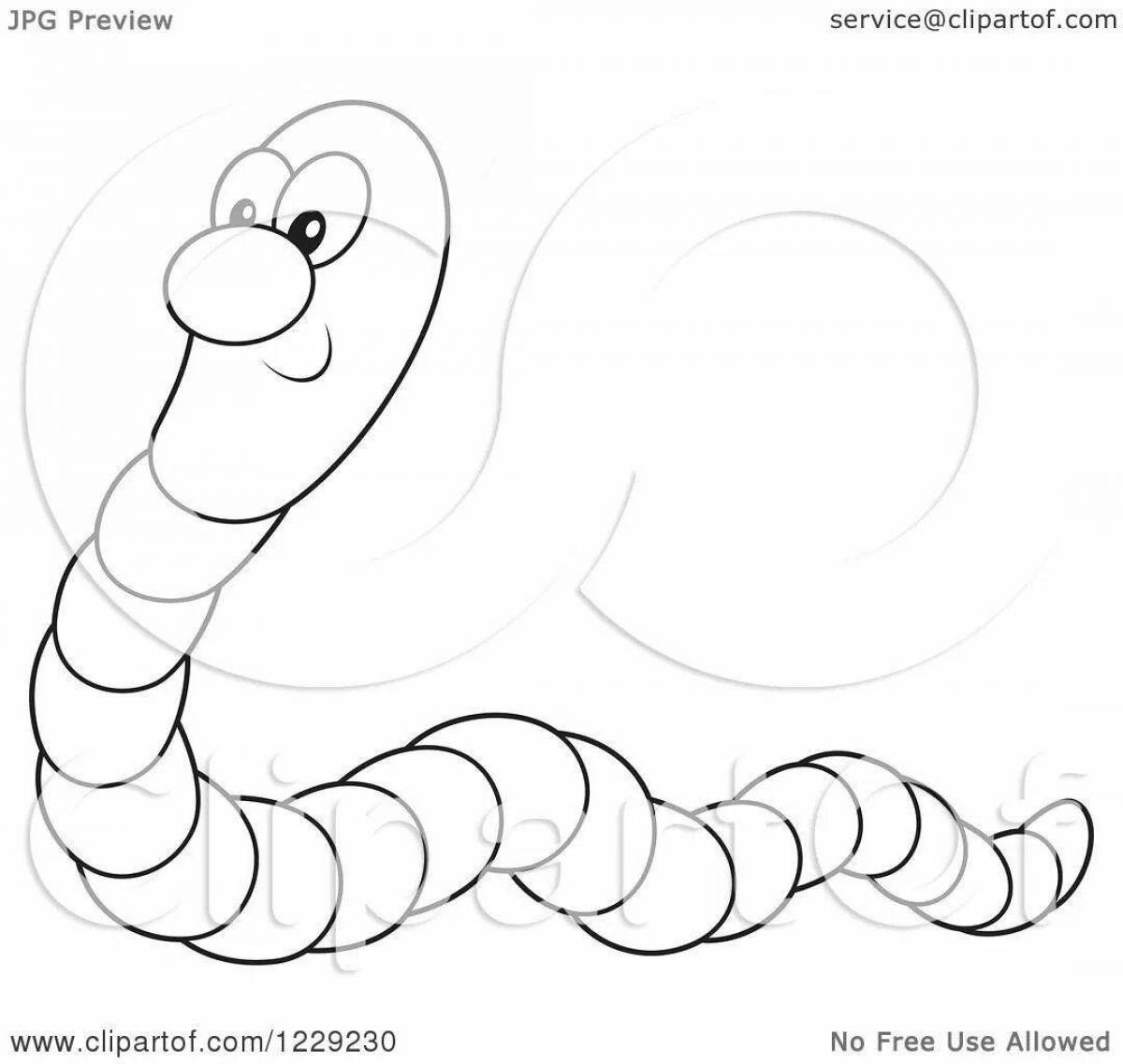 Animated worm-eater coloring page