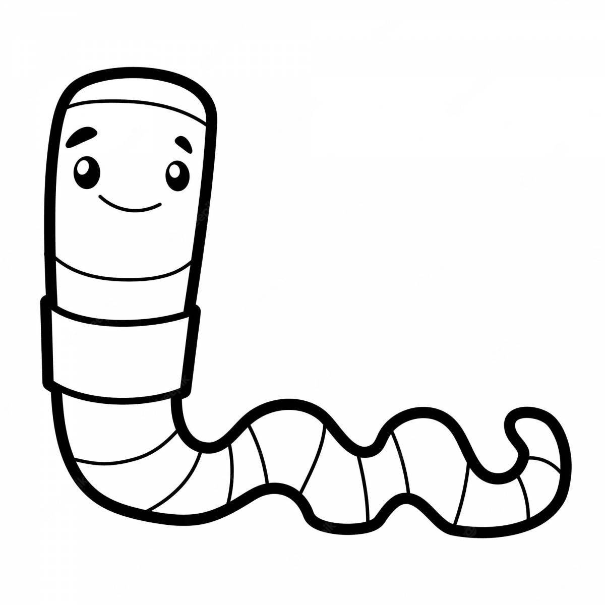 Coloring page charming worm