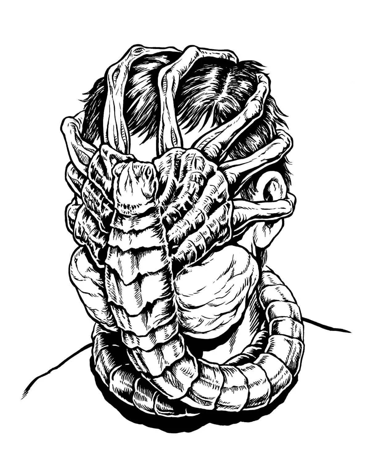 Surreal worm coloring page