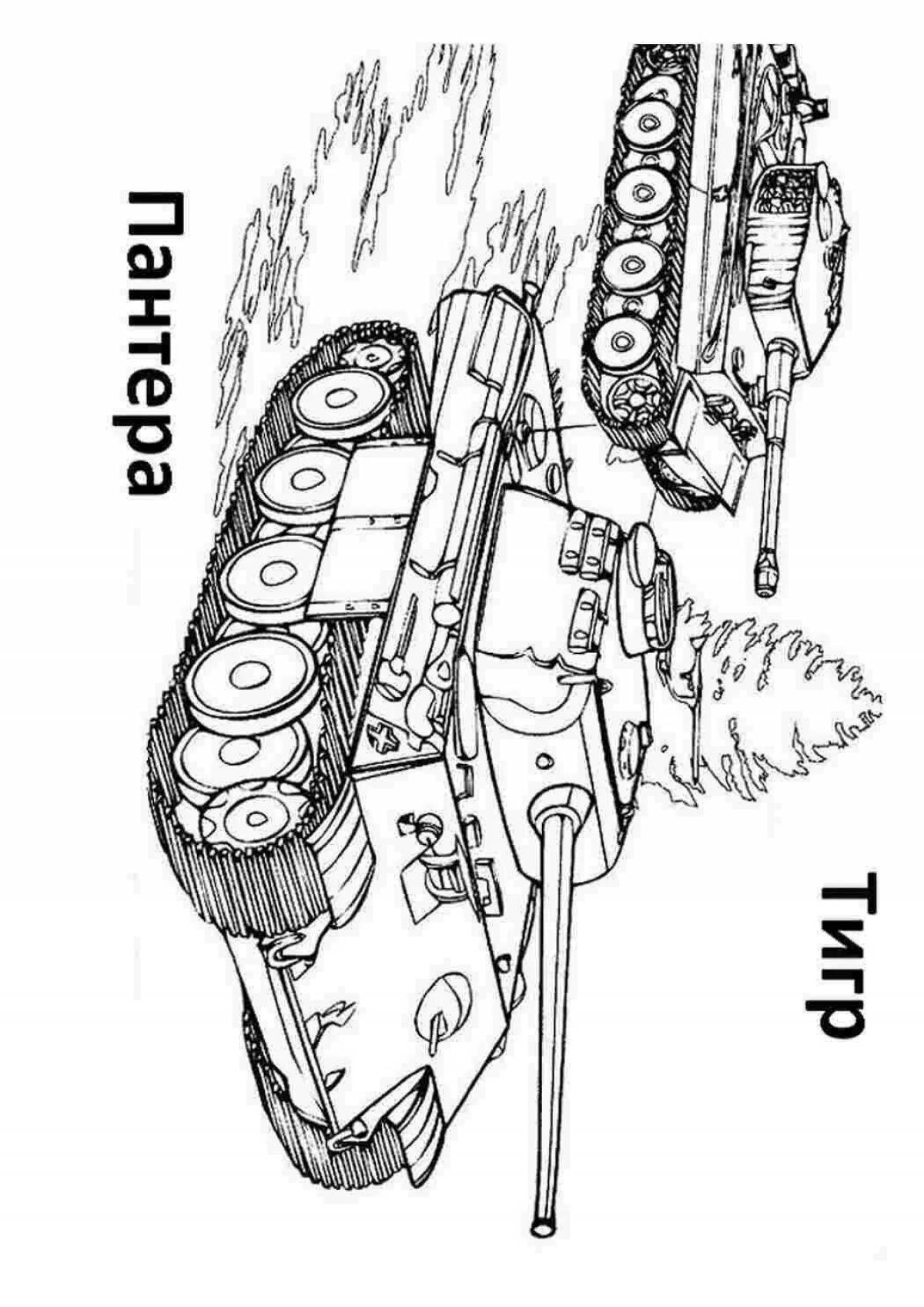 Красочная математическая страница раскраски танков