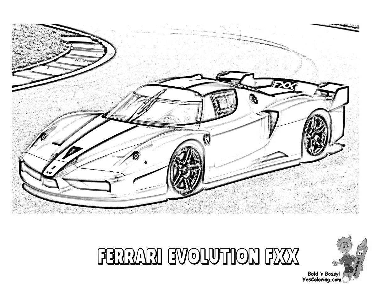 Colorfully painted ferrari f40 coloring page