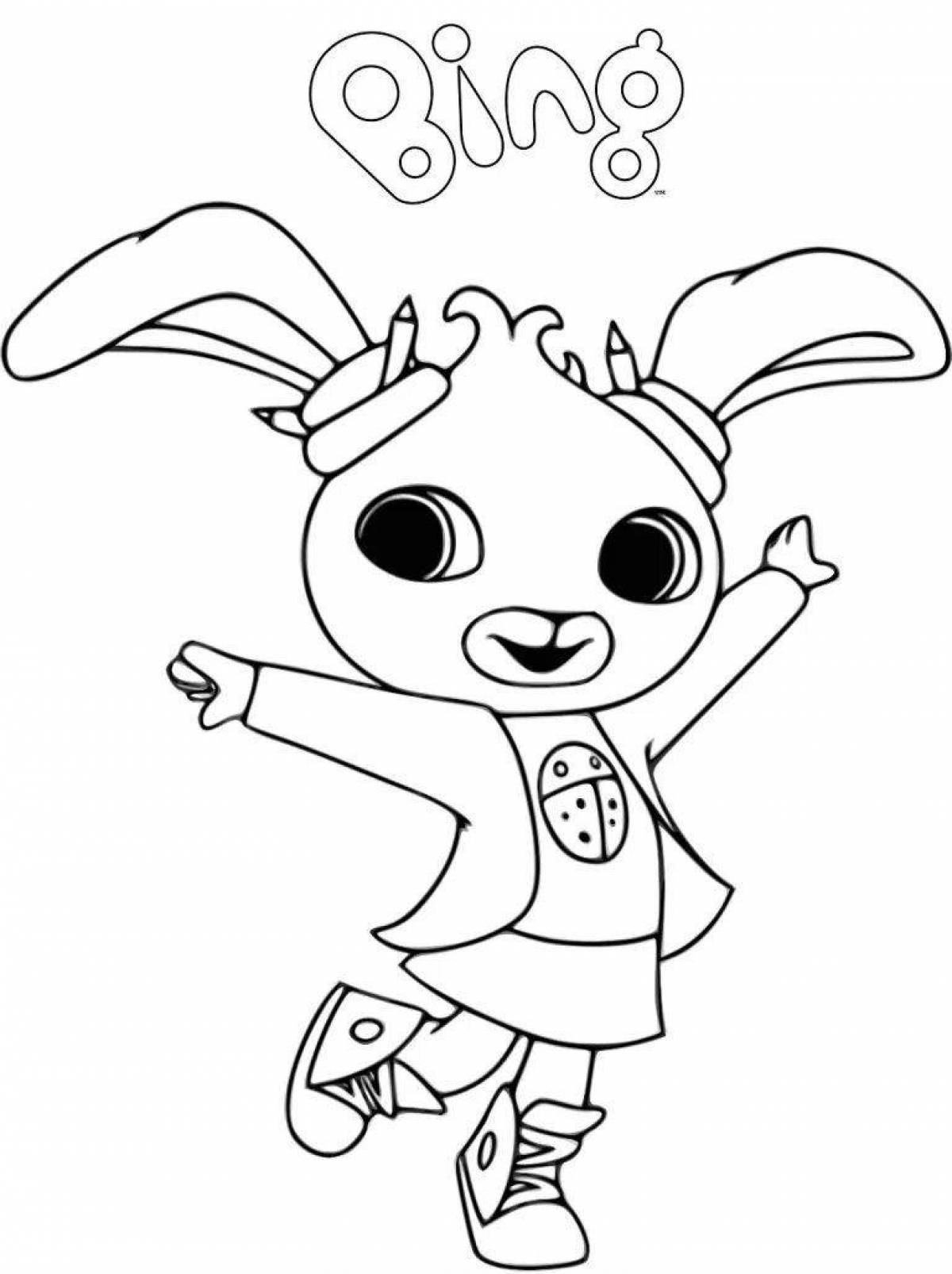 Игривая страница раскраски кролика бинга