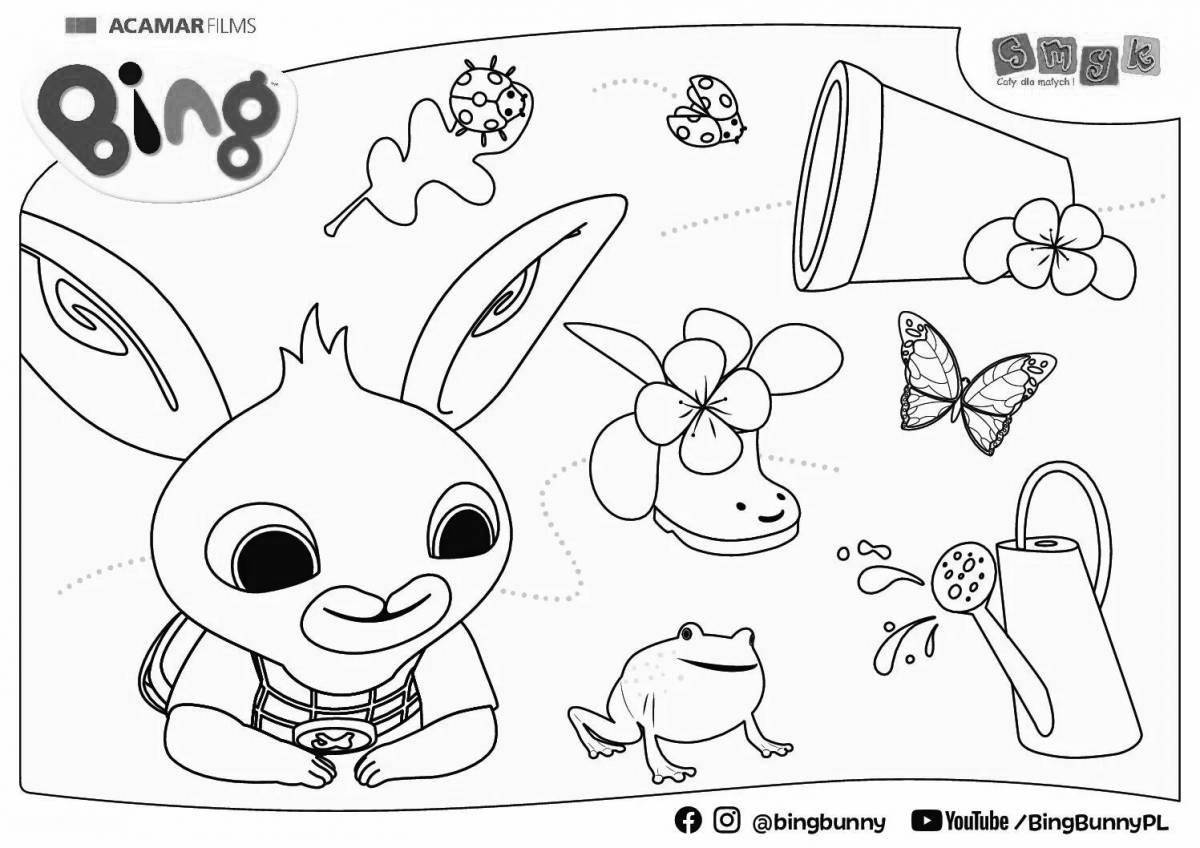 Coloring book funny rabbit bing