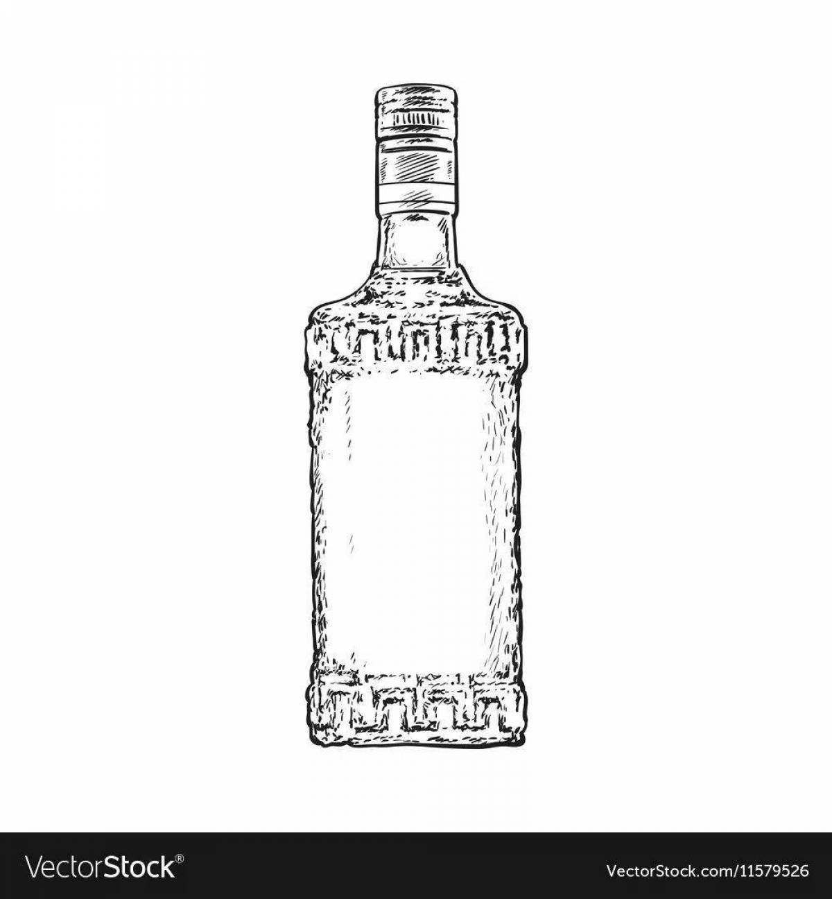 Coloring book exciting bottle of alcohol
