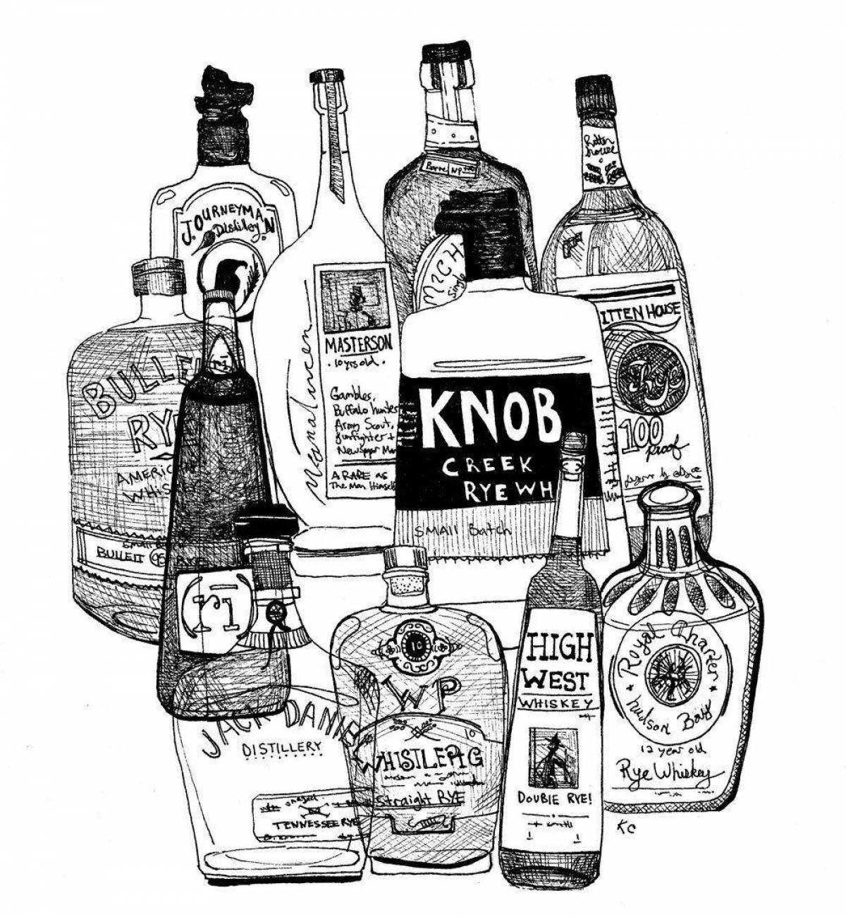Alcohol bottle coloring page