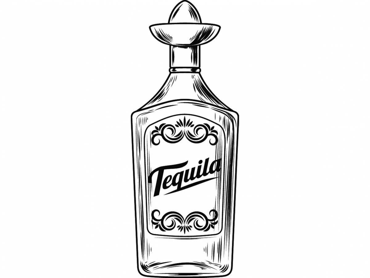 Coloring page glamorous bottle of alcohol