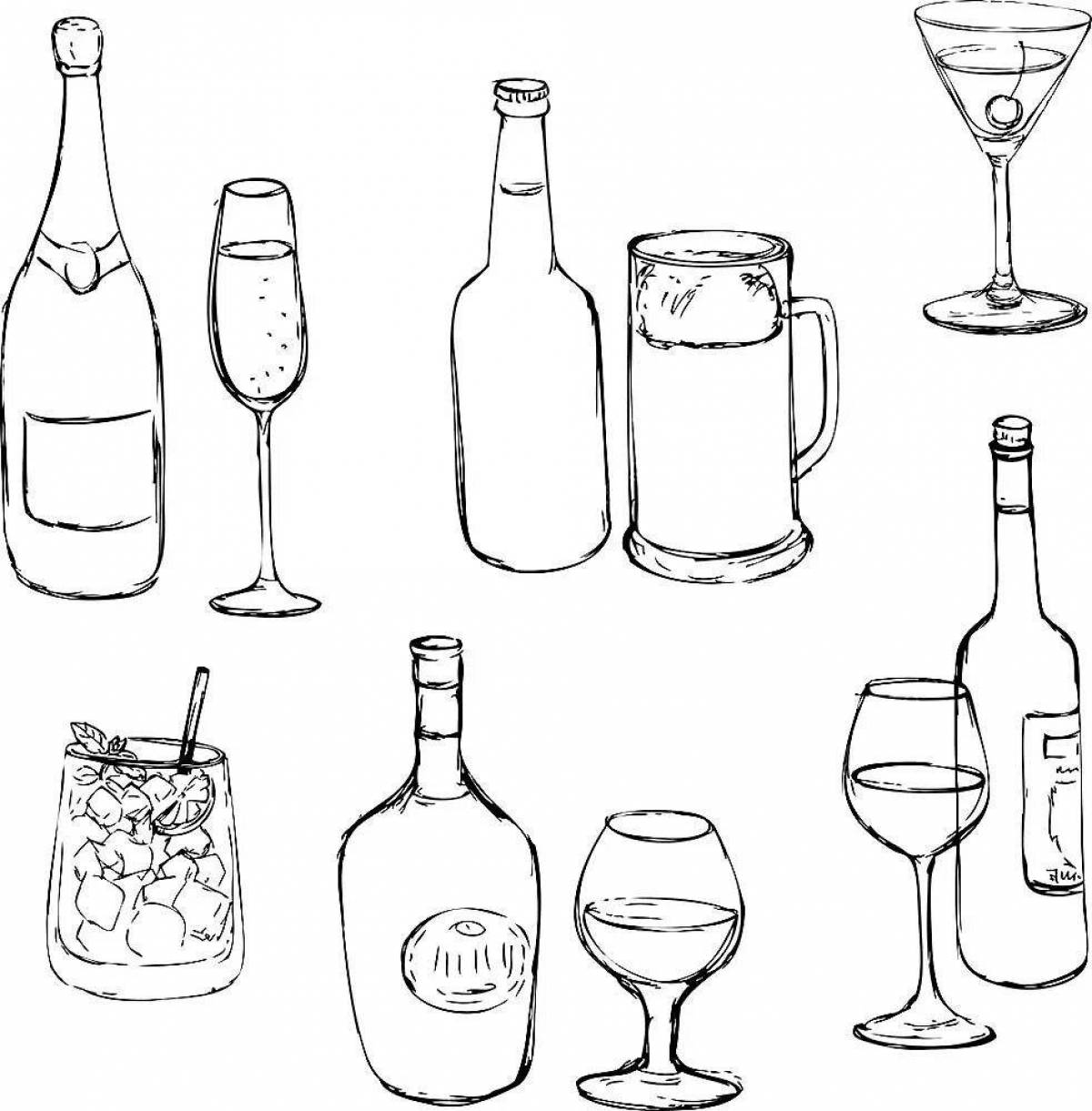 Coloring page mysterious bottle of alcohol