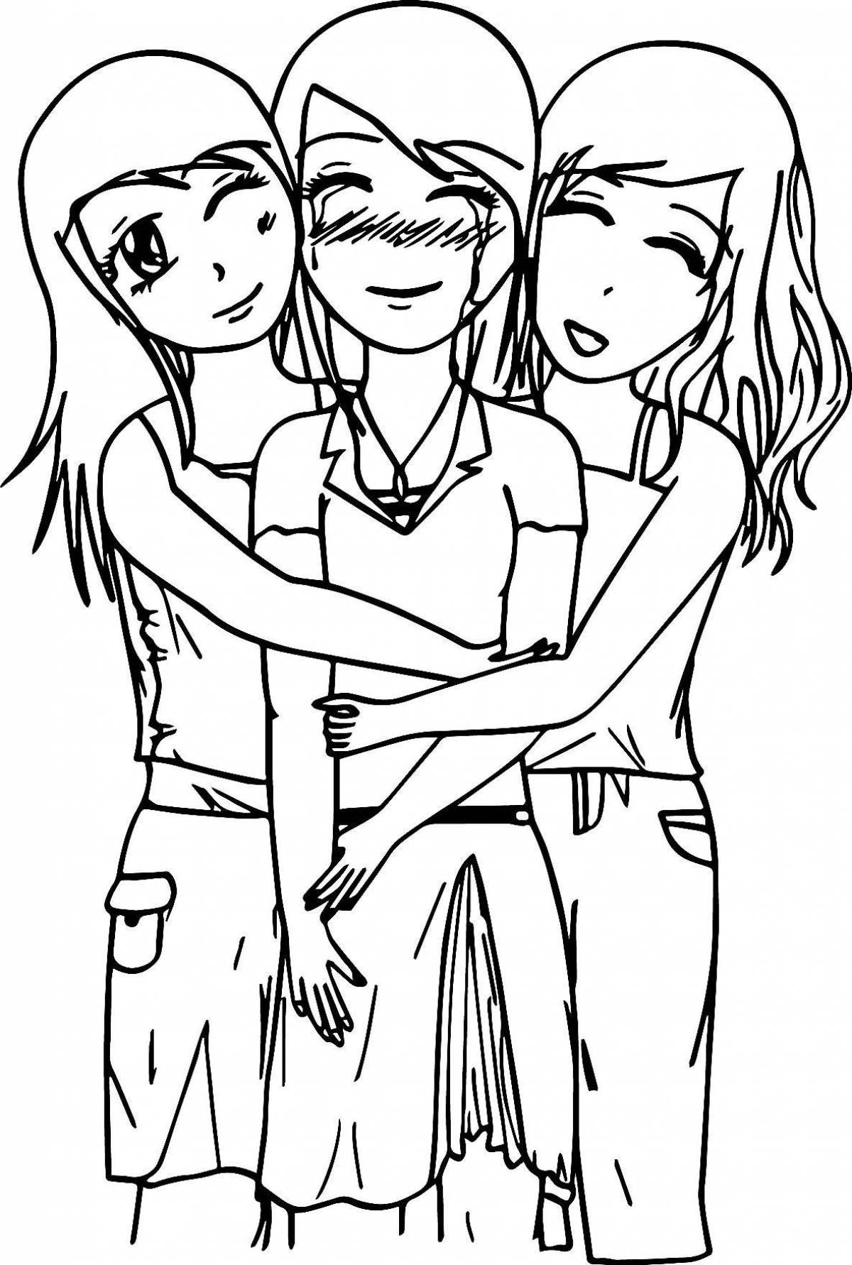 Exotic coloring three girls