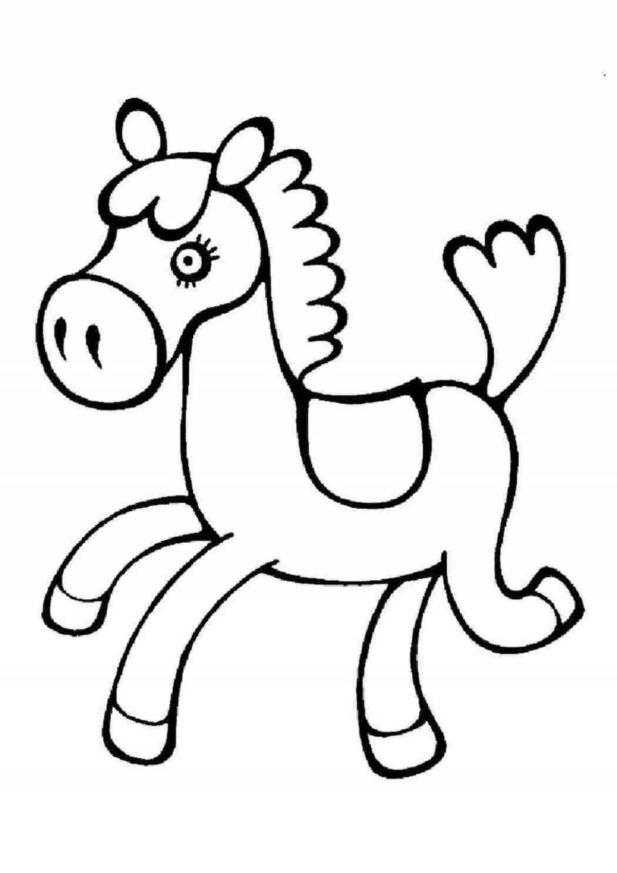 Coloring book gorgeous horse toy