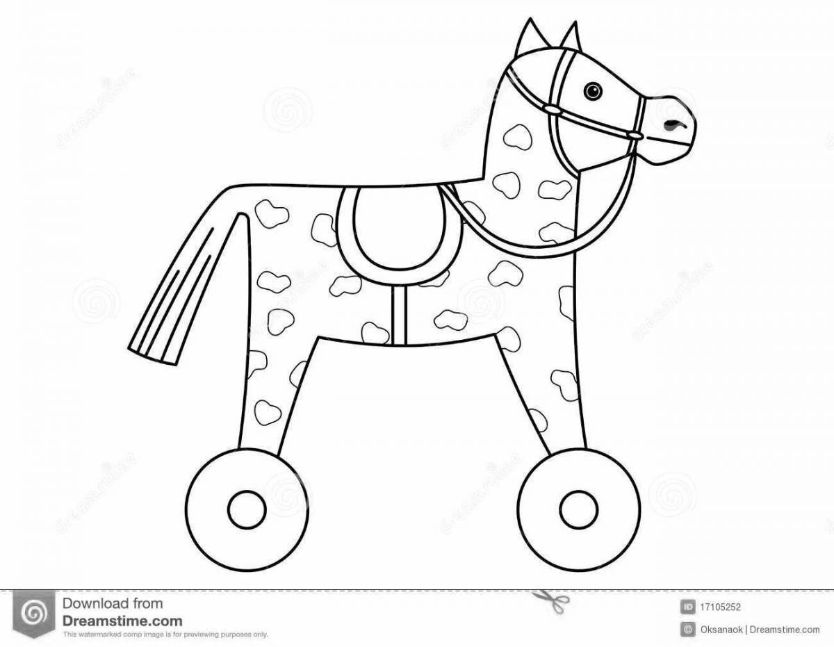 Раскраска игрушка веселая лошадь