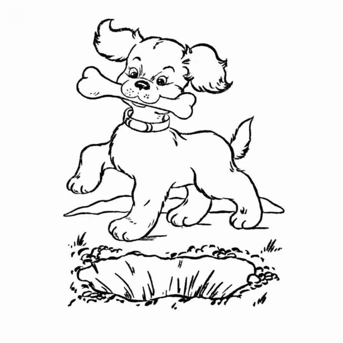 Coloring page playful mikhalkov puppy