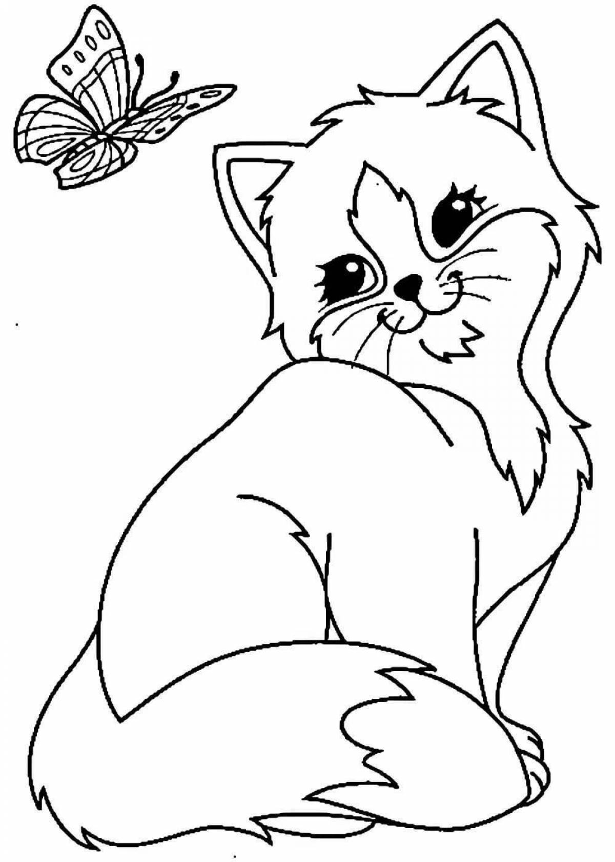 Coloring page graceful cat